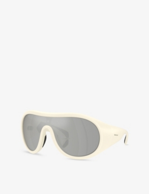 Moncler Womens White Me8004 Cloche Pilot-frame Injected Sunglasses