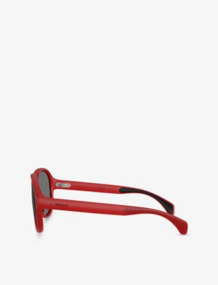MONCLER WOMENS RED ME8001 HALCYONNE AVIATOR ACETATE SUNGLASSES 