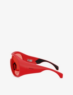 MONCLER WOMENS RED ME8004 CLOCHE PILOT-FRAME PLASTIC SUNGLASSES 