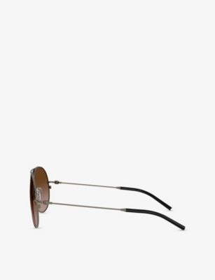 MONCLER WOMENS GREY ME4002 FLYZE PILOT-FRAME STEEL SUNGLASSES 