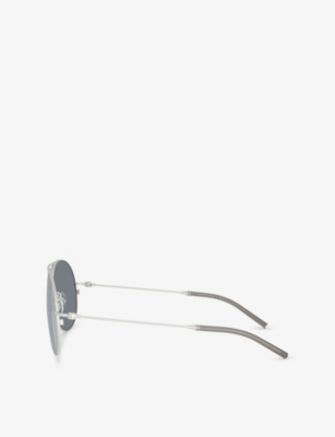 MONCLER WOMENS SILVER ME4002 FLYZE PILOT-FRAME STEEL SUNGLASSES 
