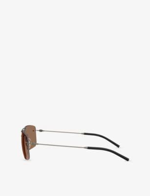 MONCLER WOMENS GREY ME4003 DOPPLER RECTANGLE STEEL SUNGLASSES 