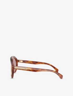MONCLER WOMENS BROWN ME6001 FHAITE PILOT-FRAME ACETATE SUNGLASSES 