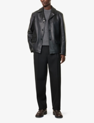 FRAME: Two-Flap-Pockets Relaxed-Fit Leather Jacket