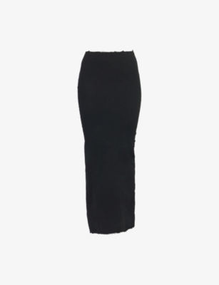 MARC LEBIHAN: Frayed-Trim Crinkle Woven Midi Skirt