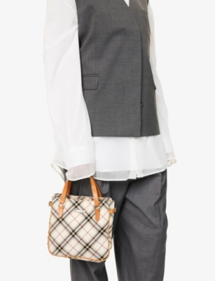 RESELFRIDGES: Pre-loved Burberry Check Cotton-Canvas Shoulder Bag