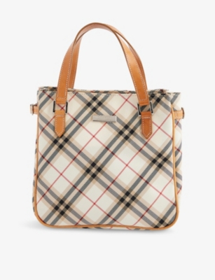 RESELFRIDGES: Pre-loved Burberry Check Cotton-Canvas Shoulder Bag