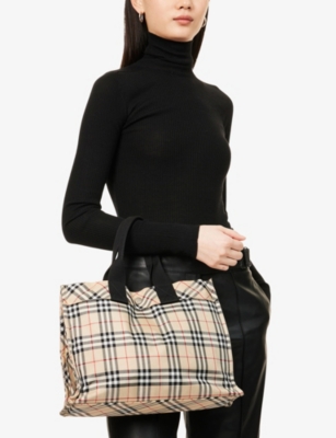 RESELFRIDGES: Pre-loved Burberry House Check Canvas Tote Bag