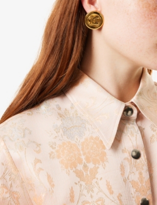 RESELFRIDGES: Pre-Loved Chanel CC Round Yellow Gold-Plated Metal Earrings