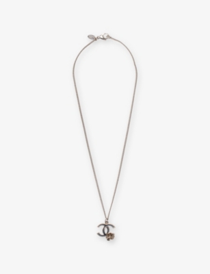RESELFRIDGES: Pre-Loved Chanel Camellia Silver-Plated Metal Pendant Necklace