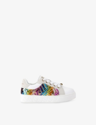 KURT GEIGER LONDON: Kids' Mini Kensington Cupsole Leather Low-Top Trainers