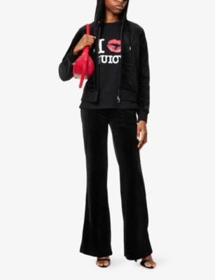Juicy Couture Womens  Layla Flared Stretch-woven Jogging Bottoms In Black