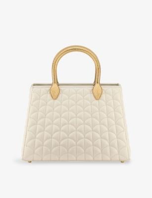 Bvlgari Womens White Serpentine Duo Leather Top Handle Bag In White