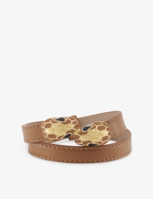 BVLGARI: Serpenti Forever Wrap-Around Leather And Enamel Bracelet