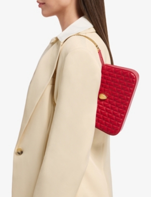 Bvlgari Womens Red Serpenti Sugarloaf Quilted Leather Clutch In Red