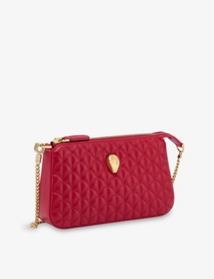 Bvlgari Womens Red Serpenti Sugarloaf Quilted Leather Clutch In Red