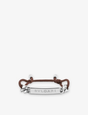 BVLGARI: Bvlgari Blvgari Brand-Engraved String and Palladium-Plated Brass Bracelet