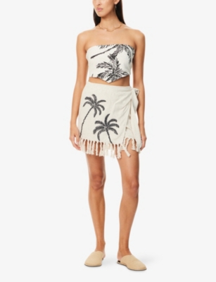 4TH & RECKLESS: Demi Embroidered Wrap Woven Mini Skirt