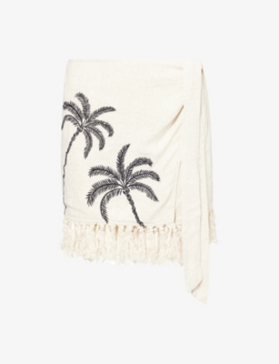 4TH & RECKLESS: Demi Embroidered Wrap Woven Mini Skirt