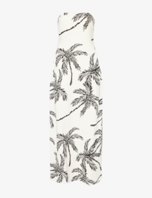 4TH & RECKLESS: Carmel Printed Strapless Woven Maxi Dress