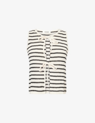 4TH & RECKLESS: Bria Stripe Tie-Front Knitted Top