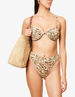 4th & Reckless Womens Dori Abstract-print Bikini Top Dye Print In Dye Print