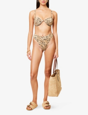 4TH & RECKLESS: Dori Abstract-Print High-leg Bikini Bottoms