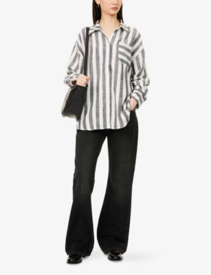 4th & Reckless Womens Rio Striped Oversized-fit Linen And Cotton-blend Shirt In Stripe