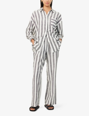 4th & Reckless Womens Stripe Rio Wide-leg Woven Trousers In Stripe