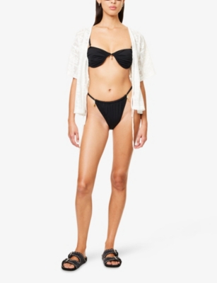 4th & Reckless Womens Mimi High-leg Bikini Bottoms Black In Black