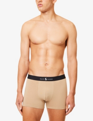 Polo Ralph Lauren Mens  Classic Branded-waistband Pack Of Three Stretch-jersey Boxer Trunks In Khaki/grdn Trail/and Htr