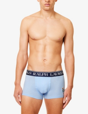 Polo Ralph Lauren Mens  Branded-waistband Pack Of Two Stretch-cotton Boxer Trunks In Office Blue/navy Aob
