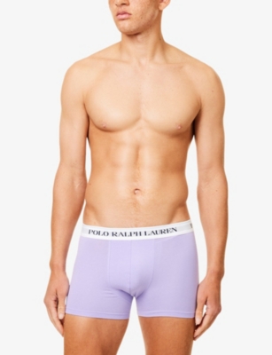 Polo Ralph Lauren Mens  Classic Branded-waistband Pack Of Three Stretch-cotton Boxer Trunks In Lavndrelt Blu Aop/lt Nvy