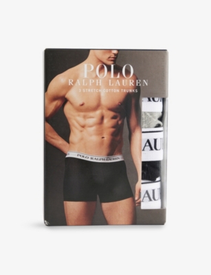 POLO RALPH LAUREN: Classic Branded-Waistband Pack of Three Stretch-Cotton Boxer Trunks