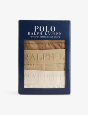 POLO RALPH LAUREN: Low-Rise Branded-Waistband Pack of Three Stretch-Cotton Boxer Briefs