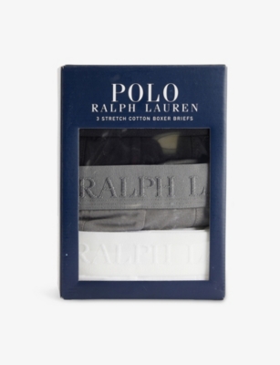 POLO RALPH LAUREN: Branded-Waistband Pack of Three Stretch-Cotton Boxer Briefs