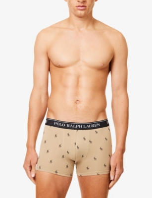 Polo Ralph Lauren Mens  Classic Branded-waistband Pack Of Three Stretch-cotton Boxer Trunks In Blk/armdlo/clsc Khki Aop