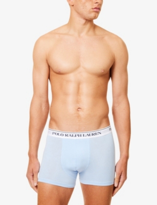 POLO RALPH LAUREN: Mid-Rise Branded-Waistband Pack of Three Stretch-Cotton Trunks