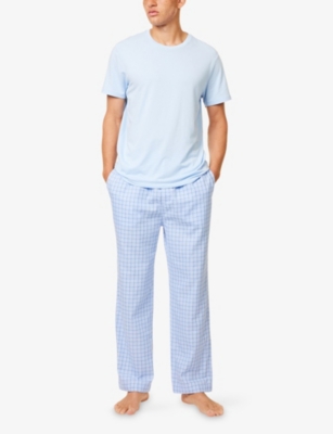Polo Ralph Lauren Mens Bluplaid Check-print Straight-leg Cotton-poplin Pyjama Bottoms In Multi