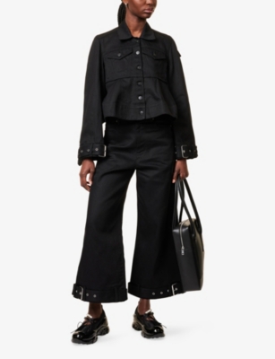 MELITTA BAUMEISTER: Buckle-Hem Cropped Wide-Leg Denim Trousers