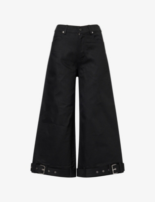 MELITTA BAUMEISTER: Buckle-Hem Cropped Wide-Leg Denim Trousers