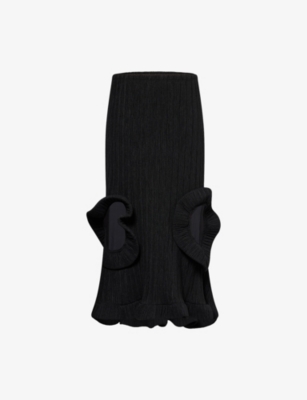 Shop Melitta Baumeister Womens Black Foam Ruffle Hole High-waist Knitted Skirt Xs