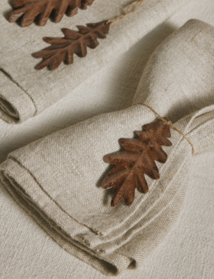 The White Company Bronze Autumn Leaves Set Of Six Metal Decorations In Brown