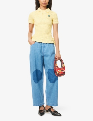 CONNER IVES: Reconstituted Shirred Cotton-Jersey Polo Shirt