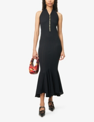 CONNER IVES: Halterneck Pointelle-Knit Cotton Maxi Dress