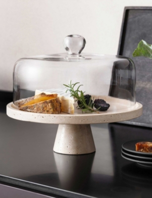 Villeroy & Boch Travertine Footed Earthenware Serving Platter 28cm