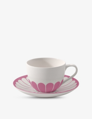 VILLEROY & BOCH: Fleur Cassis Porcelain Coffee Cup Saucer Ø14.8cm