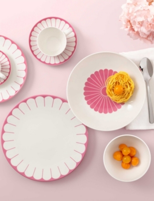 Villeroy & Boch Fleur Glazed Espresso Cup Saucer In Pink