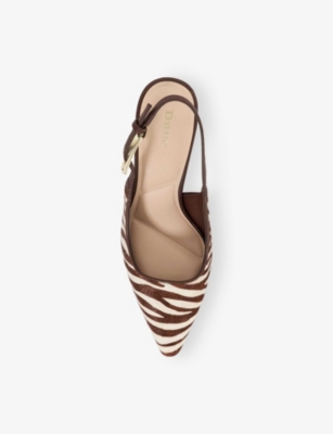 DUNE WOMENS ZEBRA PRINT LEATHER CLOSED ZEBRA LEATHER HEELED COURTS EUR 40 / 7 UK 