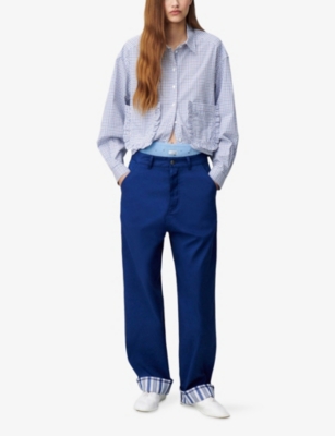 CLAUDIE PIERLOT: Stripe-Hem Relaxed-Fit Stretch-Cotton Trousers
